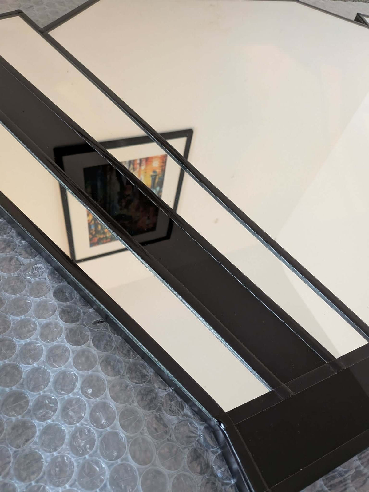 Echo Art Deco Wall Mirror With Black Gloss