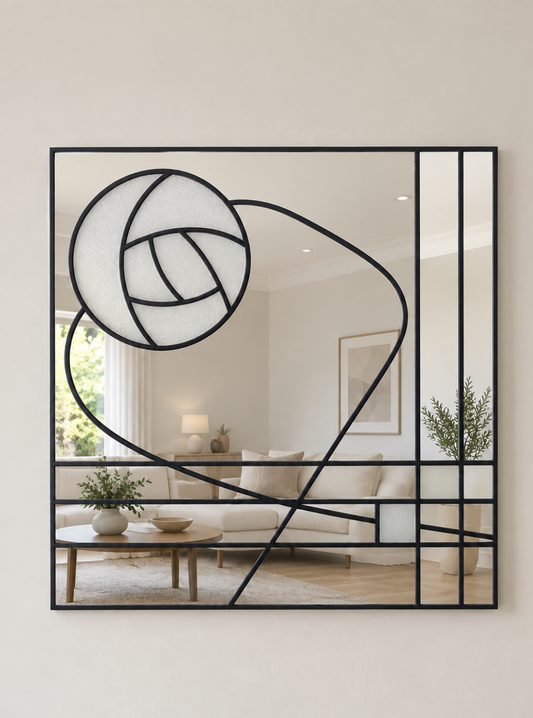 Mackintosh rose wall mirror in black