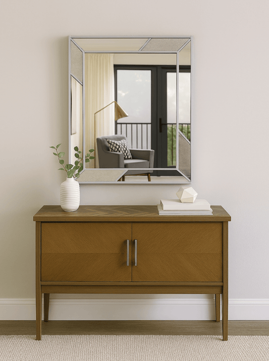 Luxury Art Deco Wall Mirror in Silver