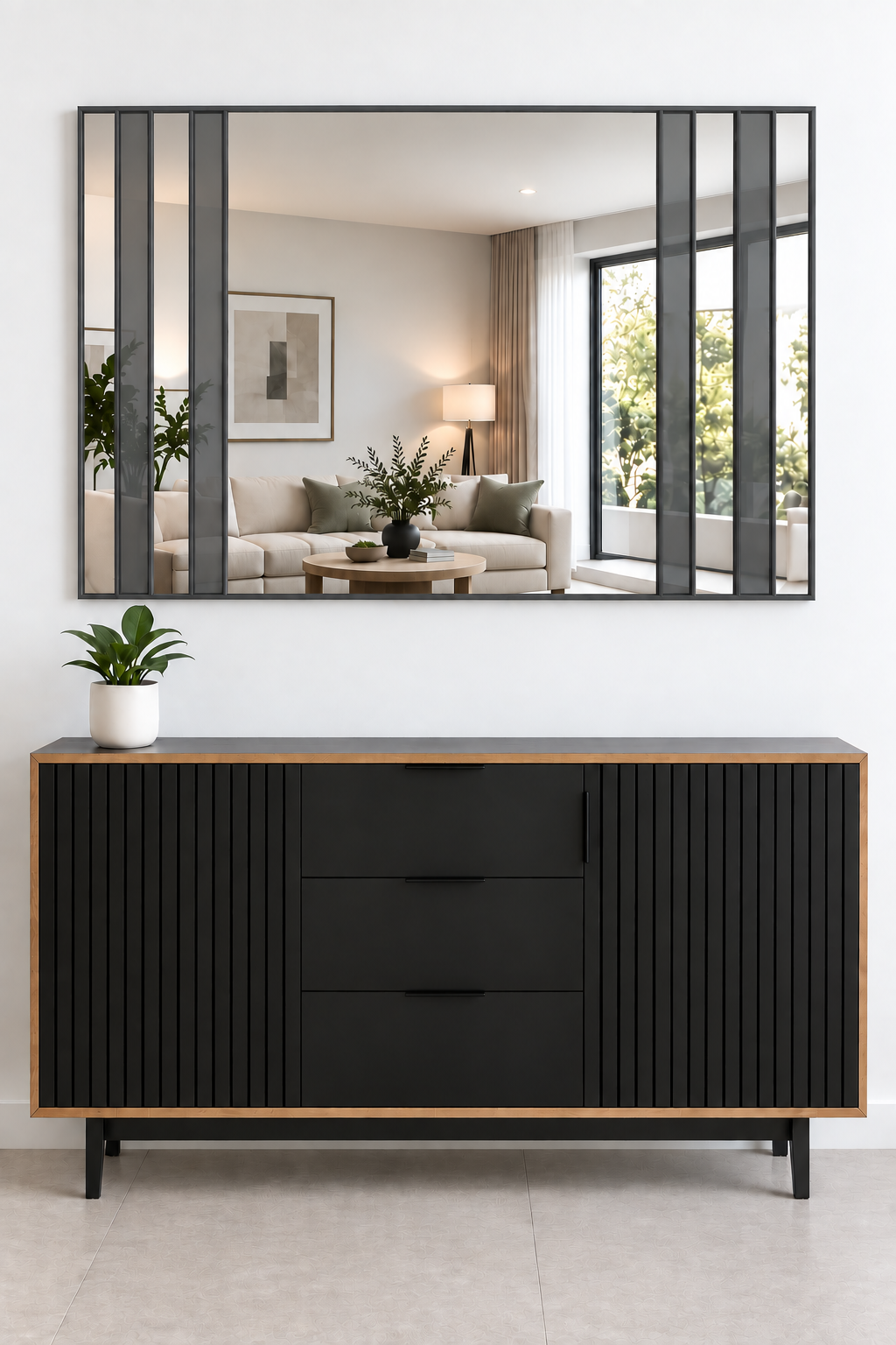Contemporary large grey tinted overmantle mirror in antique