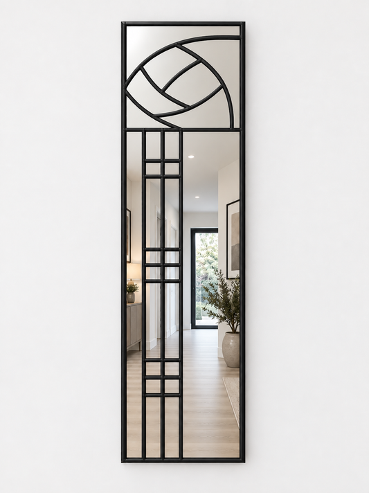 Mackintosh rose wall mirror in black