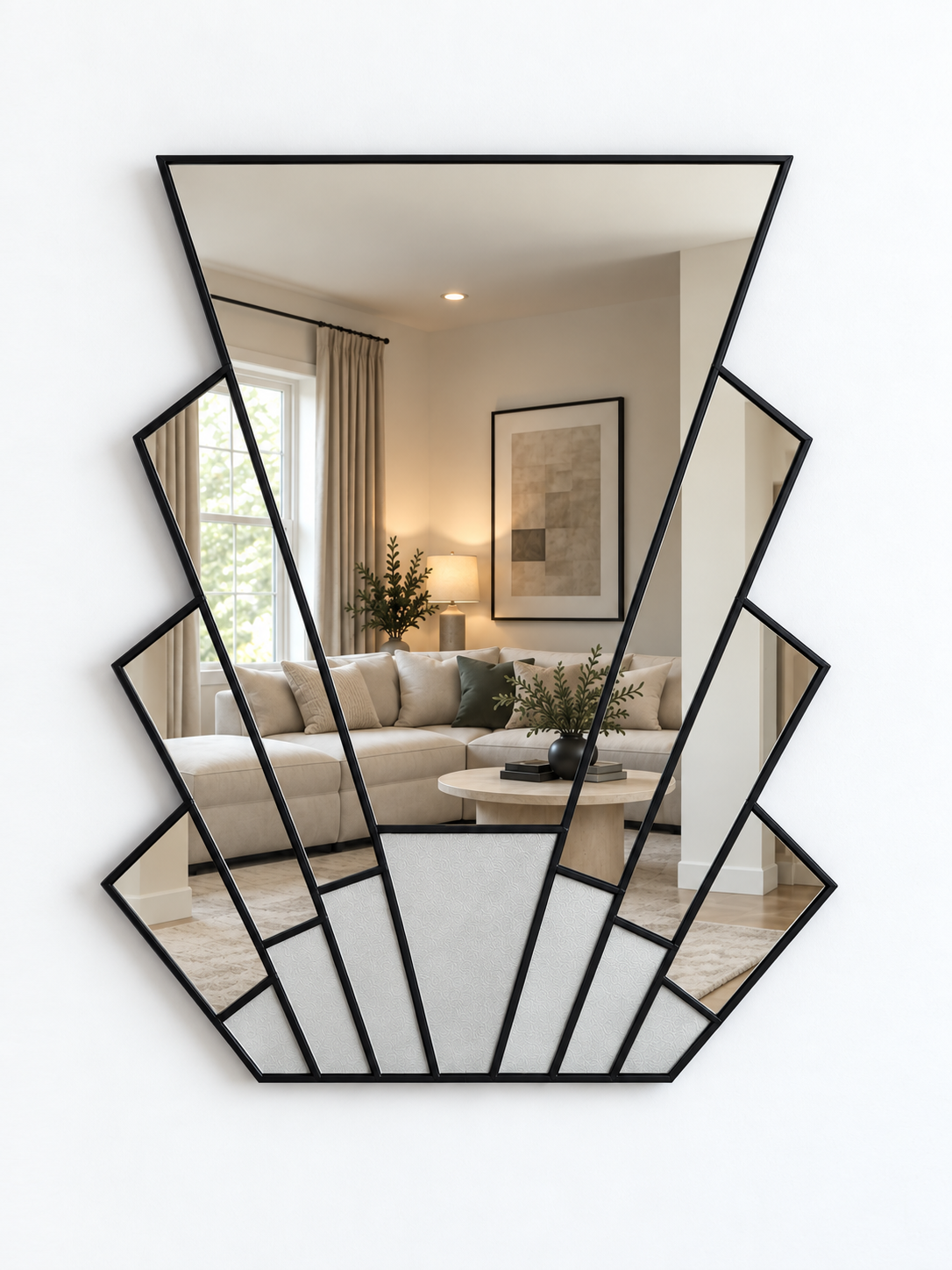 Art Deco wall Mirror in Black