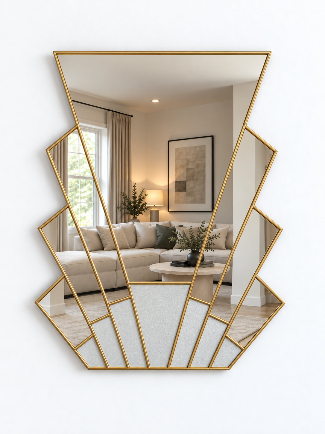 Art Deco wall Mirror in Brass