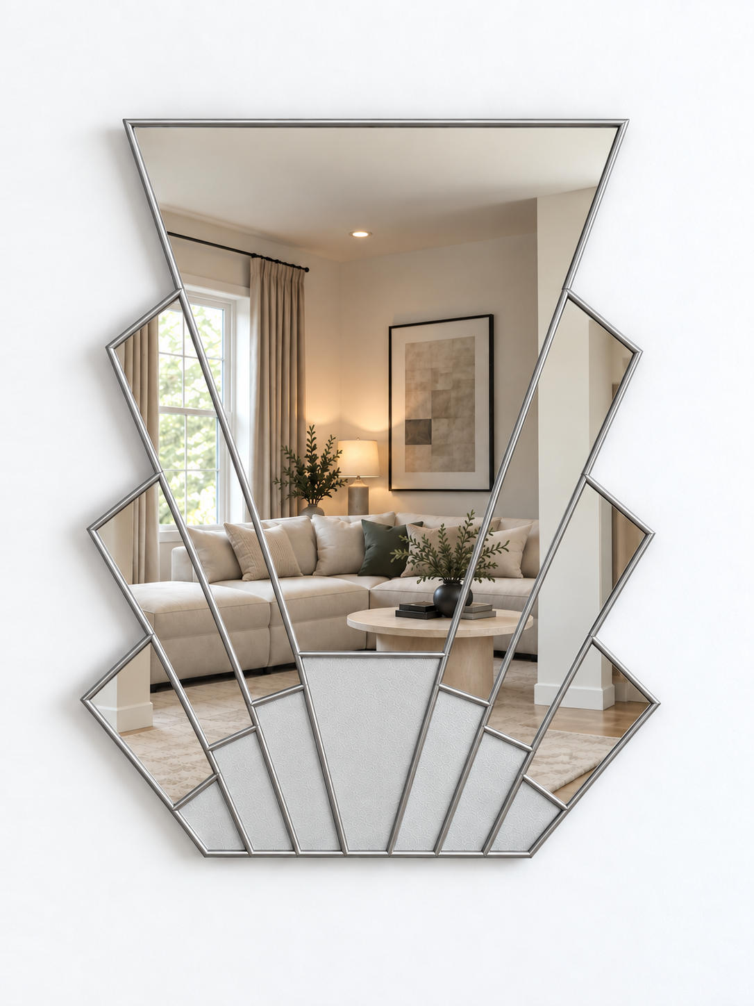 Art Deco wall Mirror in Silver