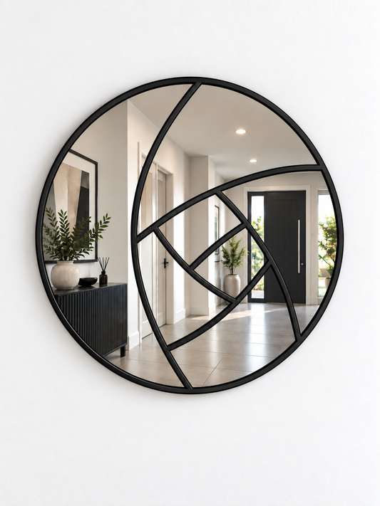 Round mackintosh rose mirror in black