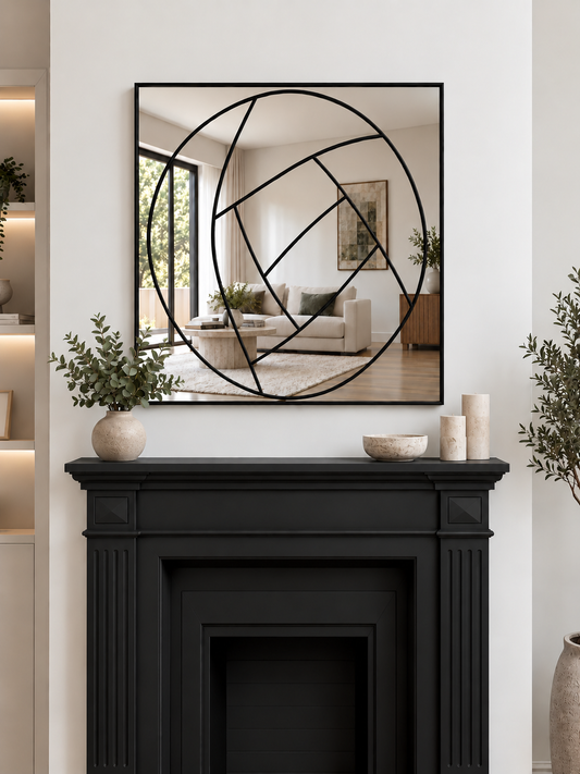 mackintosh rose within a black square metal frame