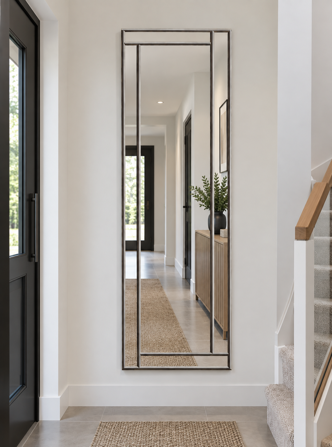 A full length contemporary mirror in antique