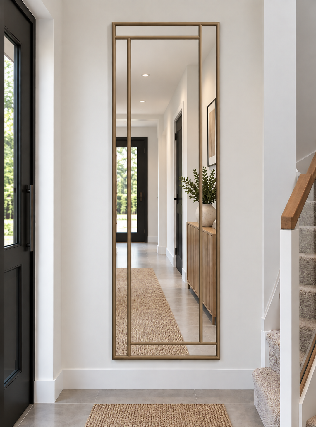 A full length contemporary mirror in gold